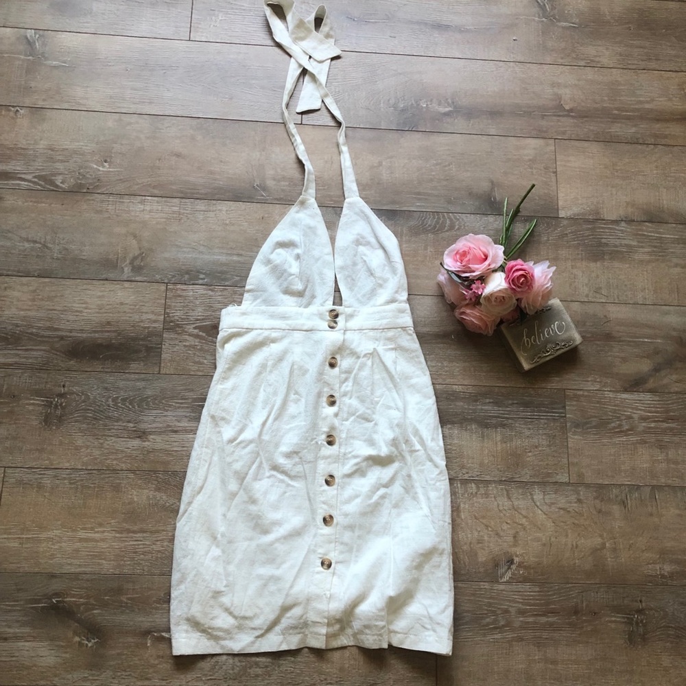 Halter tied white dress